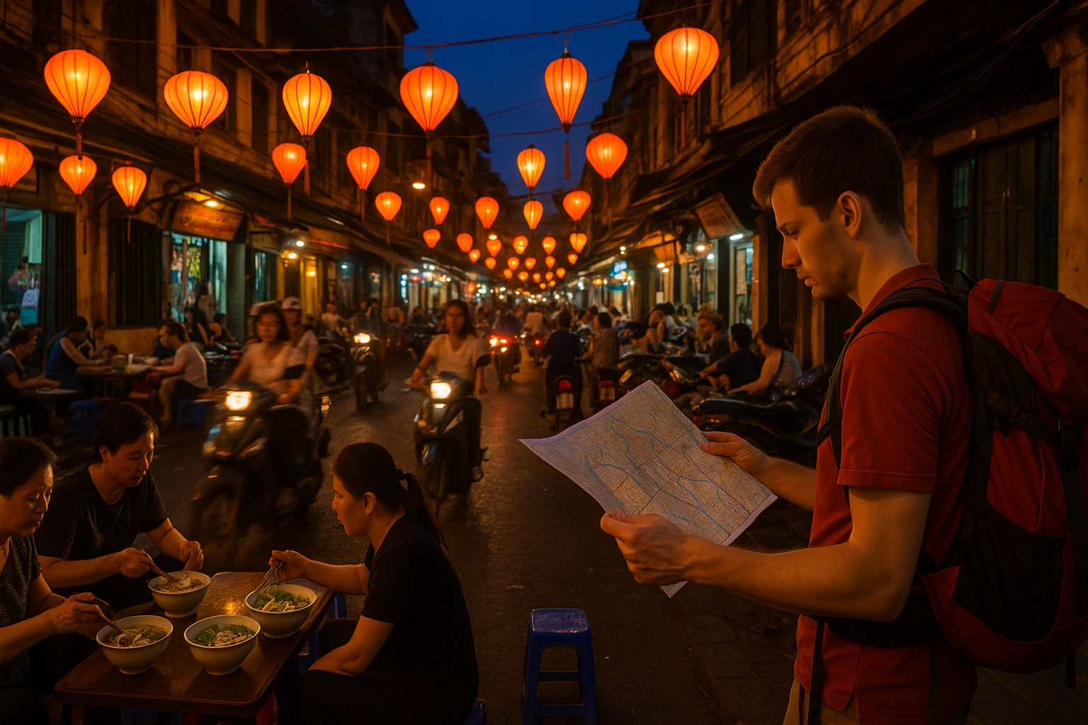 Hanoi’s vibrant Old Quarter, one of the best cities for backpackers