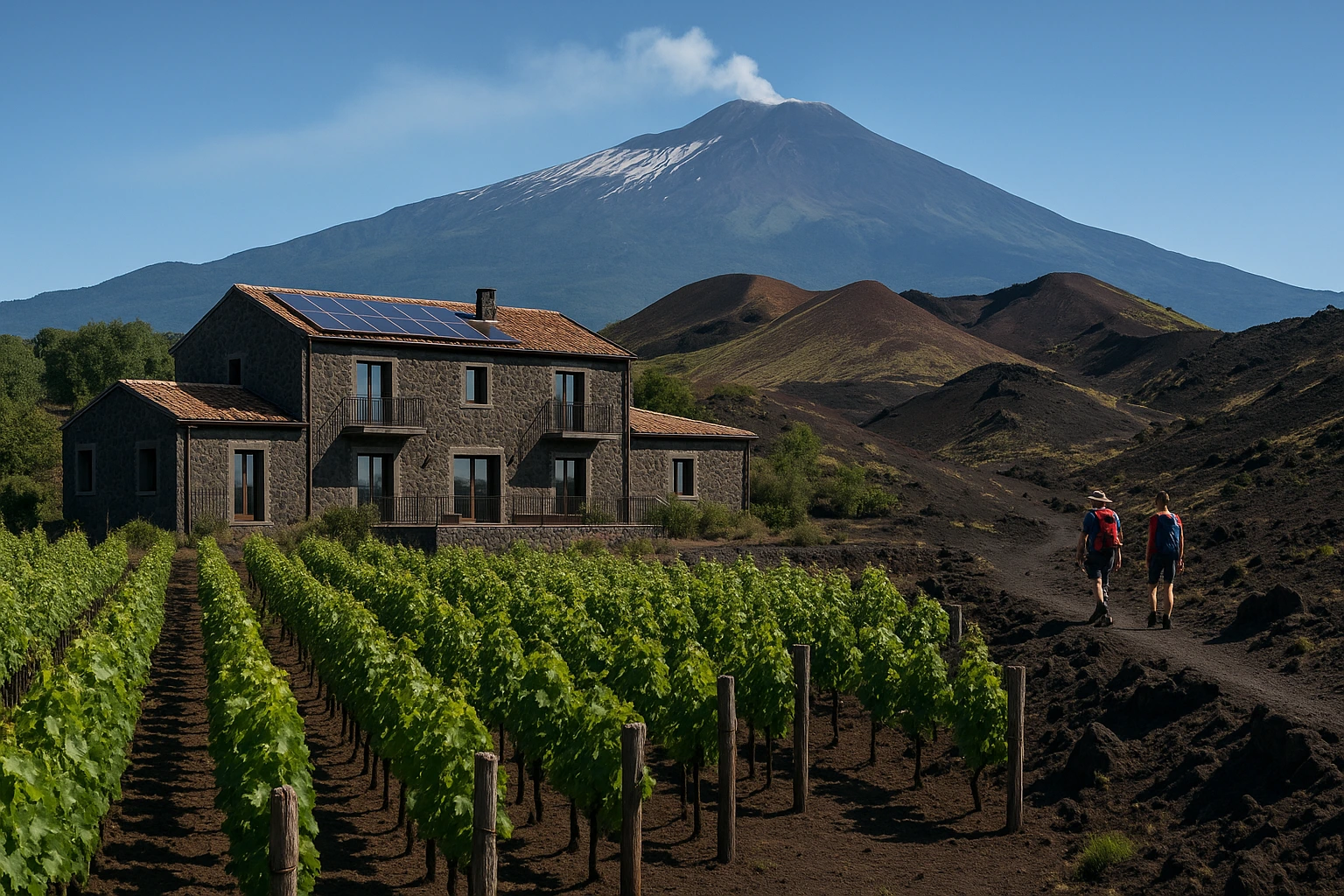 Mount Etna and vineyard landscapes near Sicily stays