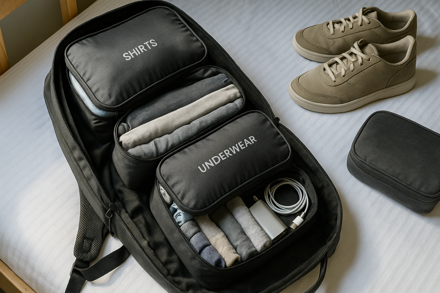 Compression packing cubes as a luxury travel accessory for organized backpacking