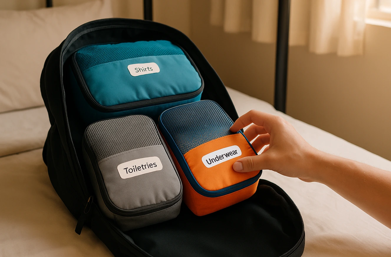 Packing cubes for organized backpacking