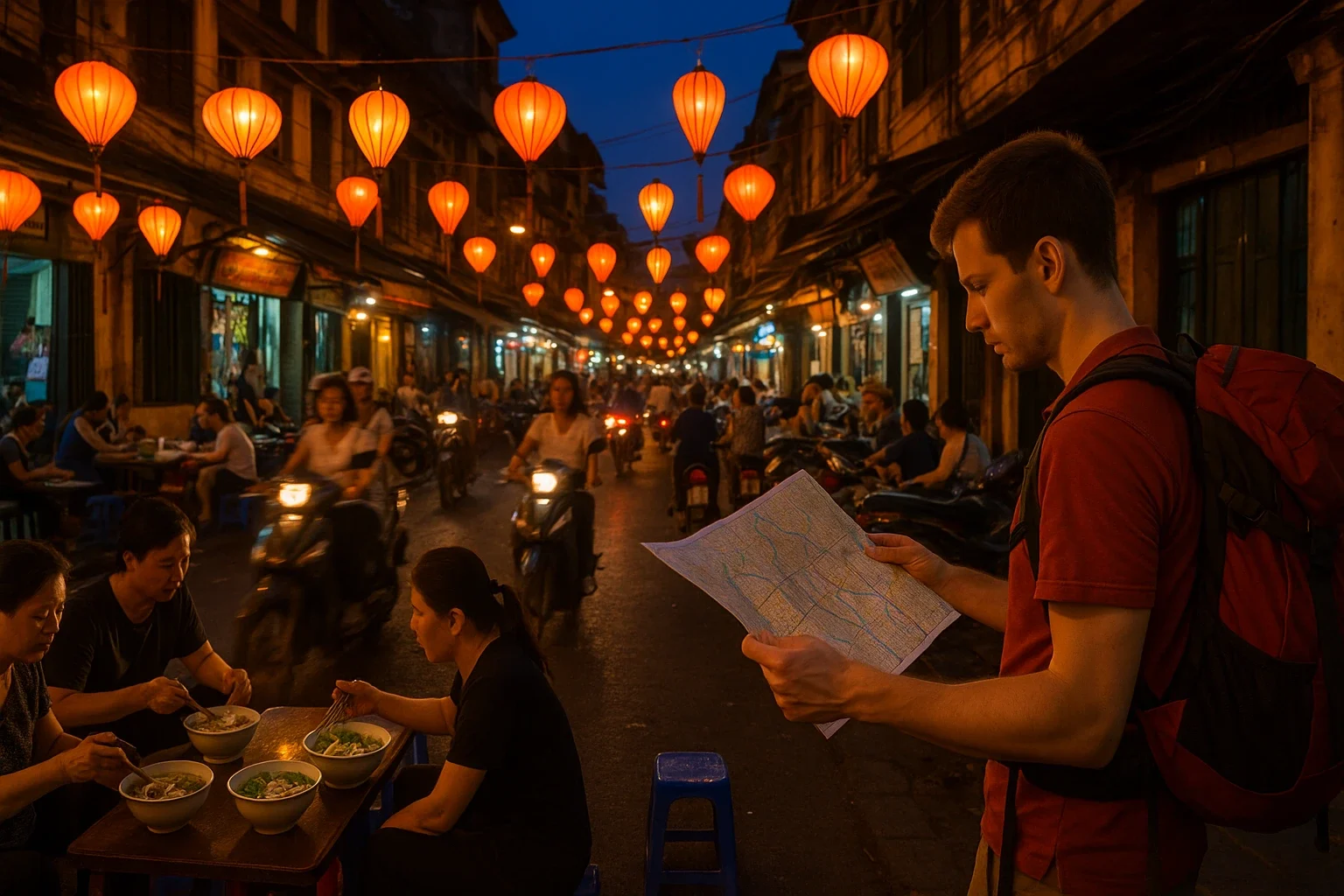Hanoi’s vibrant Old Quarter, one of the best cities for backpackers