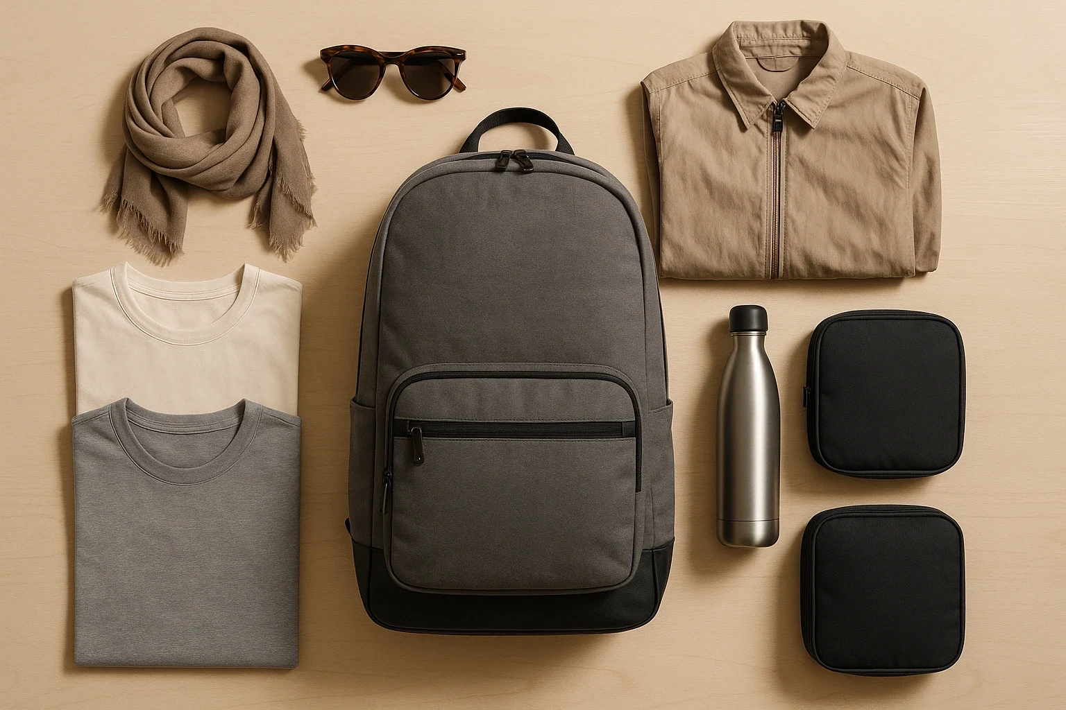 Sleek backpack and capsule wardrobe essentials for stylish backpacking