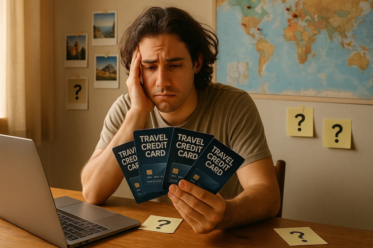 Traveler with questions about credit card benefits