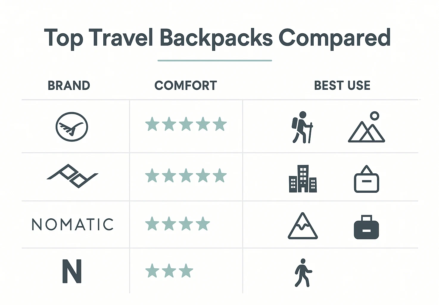 Comparison of the best travel backpacks for comfort and durability