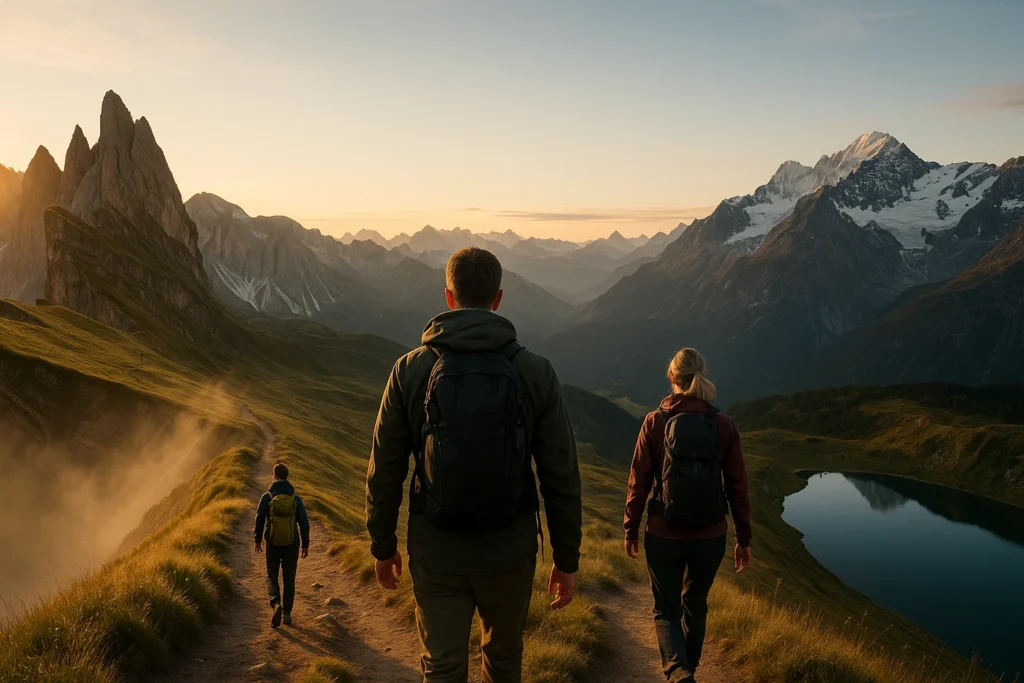 Affordable hiking trips hero image featuring stunning mountain trails