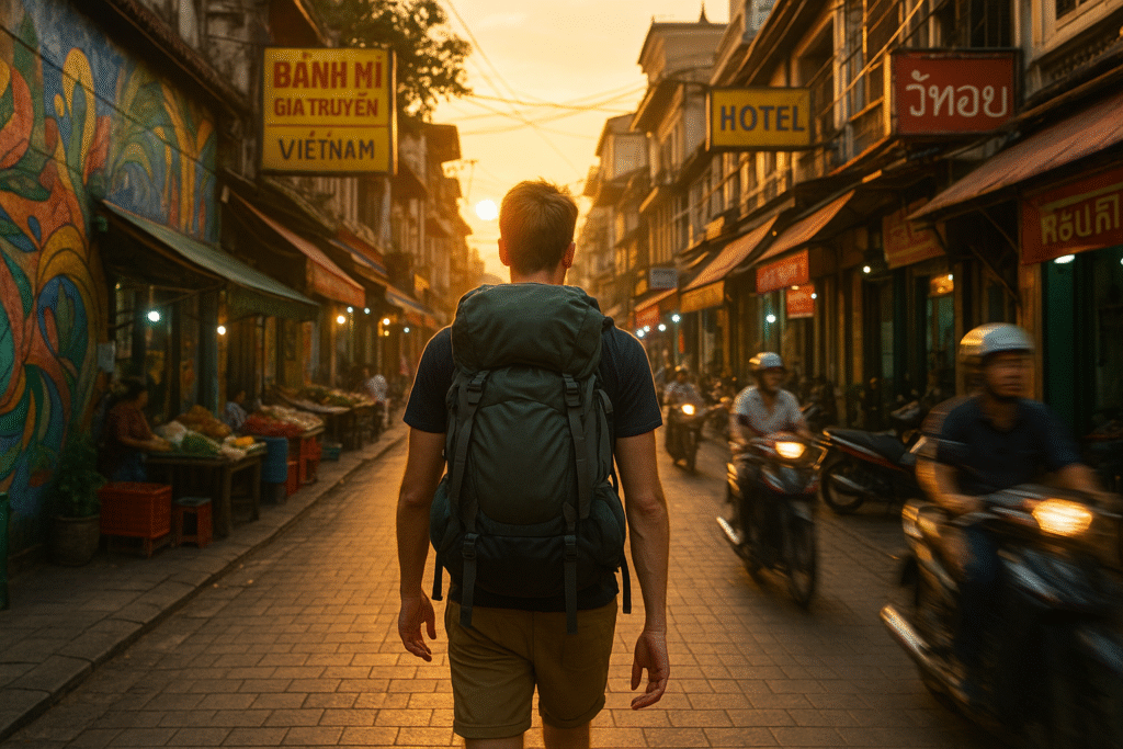 Backpacker exploring one of the best cities for budget travel in 2025