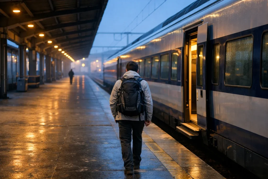 FlixBus, high-speed train, and budget airline gate — the cheapest way to travel Europe compared side by side